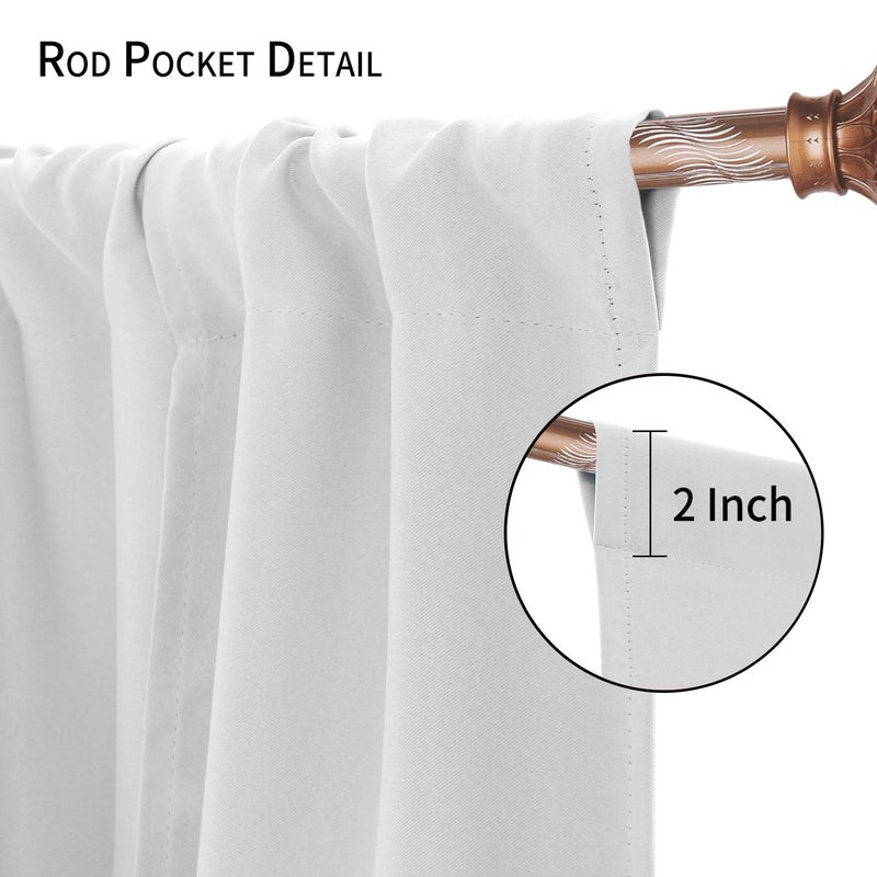 DWCN Blackout Curtains-Tie Up Shade for Window Thermal Insulated Room Darkening Rod Pocket Curtains for Kitchen, Greyish White, W42 X L45 Inches, 1 Panel - Image 2